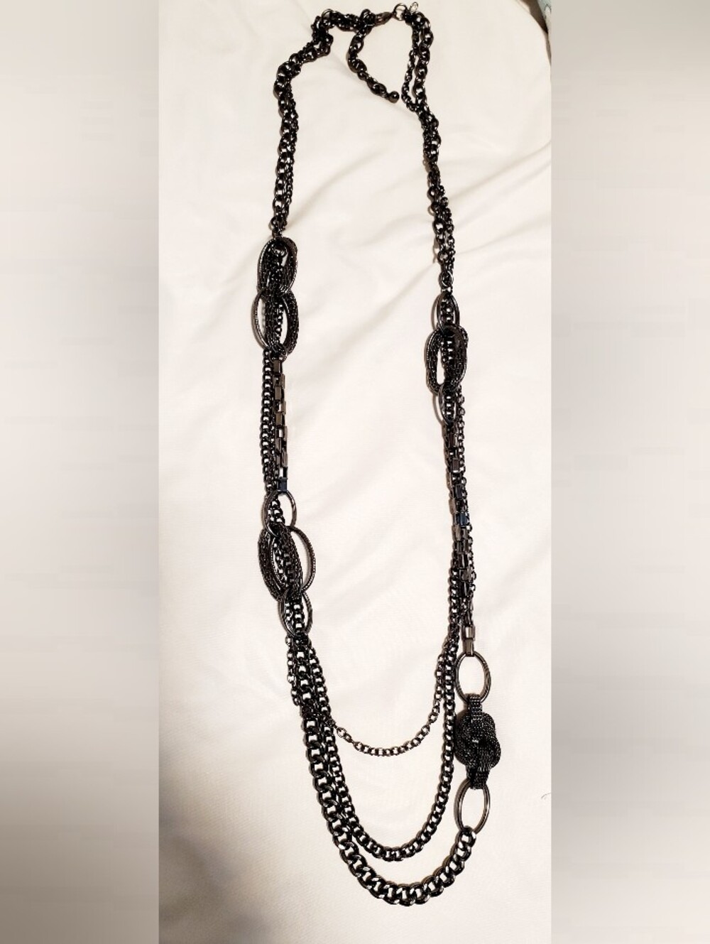 Premier Designs "Urbanite" Black Hematite Multi-Strand Statement Necklace